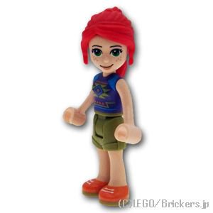 レゴ フレンズ ミニフィグ フレンズ ミア - オリーブグリーンのショーツ/幾何学模様のトップ| LEGO純正品の フィギュア 人形 ミニフィギュア