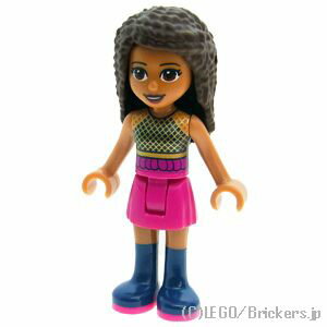 レゴ フレンズ ミニフィグ アンドレア - ダークピンクのスカート/ブラックトップ | LEGO純正品の フィギュア 人形 ミニフィギュア