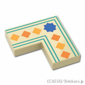 レゴ パーツ タイル 1 x 2 - 境界線パターン - [ Tan / タン ] | LEGO純正品の バラ 売り