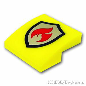 レゴ パーツ カーブスロープ 2 x 2 x 2/3 - 消防マーク [ Neon Yellow / ネオンイエロー ] | LEGO純正品の バラ 売り
