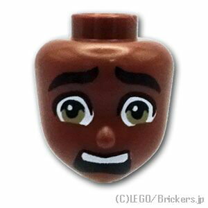 レゴ パーツ ミニドール ヘッド - 波状の黒い眉毛の男性 [ Reddish Brown / ブラウン ] | LEGO純正品の バラ 売り