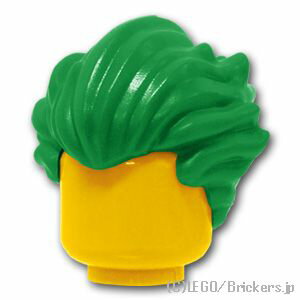 レゴ パーツ ミニフィグ ヘア - ボサボサオールバック [ Green / グリーン ] | LEGO純正品の バラ 売り