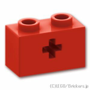 レゴ パーツ テクニック ブロック 1 x 2 - 十字穴 [ Red / レッド ] | LEGO純正品の バラ 売り