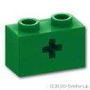 レゴ パーツ テクニック ブロック 1 x 2 - 十字穴 [ Green / グリーン ] | LEGO純正品の バラ 売り