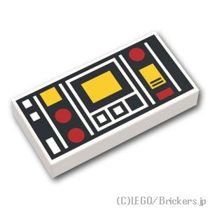 レゴ パーツ タイル 1 x 2 - 赤と黄色のコントローラー [ White / ホワイト ]  LEGO純正品の バラ 売り
