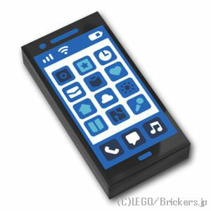 レゴ パーツ タイル 1 x 2 - スマートフォン メニュー画面 [ Black / ブラック ] | LEGO純正品の バラ 売り