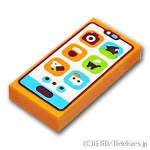 レゴ パーツ タイル 1 x 2 - たぬきち特製スマートフォン(どうぶつの森) [ Orange / オレンジ ] | LEGO..