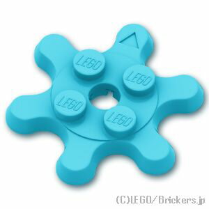 レゴ パーツ プレート 2 x 2 - ギア 歯車6歯 [ Md,Azure / ミディアムアズール ] | LEGO純正品の バラ 売り