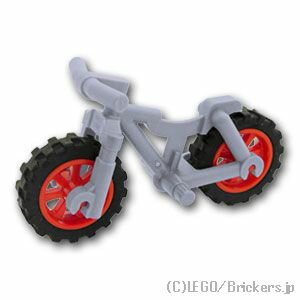レゴ パーツ マウンテンバイク 自転車 - レッドホイール [ Light Bluish Gray / グレー ] | LEGO純正品の バラ 売り