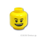 レゴ パーツ ミニフィグ ヘッド - 細眉の笑顔と驚き顔 [ Yellow / イエロー ] | LEGO純正品の バラ 売り