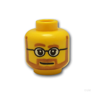 レゴ パーツ ミニフィグ ヘッド - メガネとひげ [ Yellow / イエロー ] | LEGO純正品の バラ 売り
