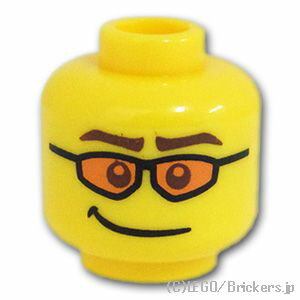 レゴ パーツ ミニフィグ ヘッド - にんまりオレンジサングラス [ Yellow / イエロー ] | LEGO純正品の バラ 売り
