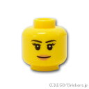 レゴ パーツ ミニフィグ ヘッド - ピンクのリップのスマイル [ Yellow / イエロー ] | LEGO純正品の バラ 売り