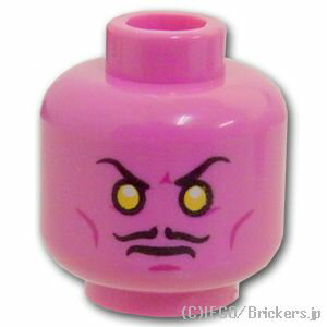レゴ パーツ ミニフィグ ヘッド -オレンジ目と口ひげの顔／怒った顔 [ Dark Pink / ダークピンク ] | LEGO純正品の バラ 売り