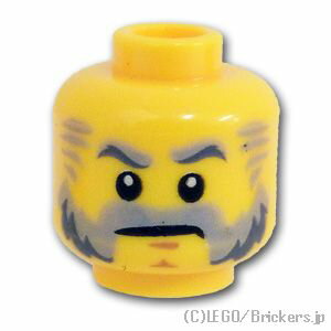 レゴ パーツ ミニフィグ ヘッド - 厳しそうなグレーの口髭 [ Yellow / イエロー ] | LEGO純正品の バラ 売り