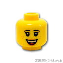 レゴ パーツ ミニフィグ ヘッド - ピーチリップとそばかすの笑顔と眠り顔 [ Yellow / イエロー ] | LEGO純正品の バラ 売り