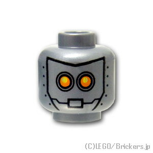 レゴ パーツ ミニフィグ ヘッド - イエローアイロボット [ Flat Silver / フラットシルバー ] | lego 部品