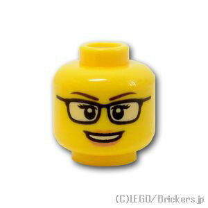 レゴ パーツ ミニフィグ ヘッド - ピーチリップと眼鏡の笑顔 Yellow / イエロー LEGO純正品の バラ 売り