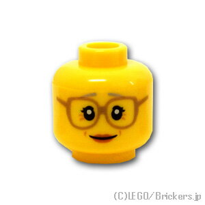 レゴ パーツ ミニフィグ ヘッド - ダークタンメガネのおばあさん [ Yellow / イエロー ] | LEGO純正品の バラ 売り