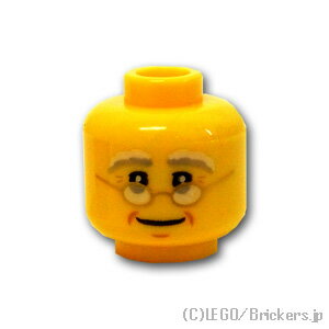 レゴ パーツ ミニフィグ ヘッド - 金のメガネのおじいさん [ Yellow / イエロー ] | LEGO純正品の バラ 売り