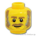 レゴ パーツ ミニフィグ ヘッド - フサフサなモミアゲと髭 [ Yellow / イエロー ] | LEGO純正品の バラ 売り