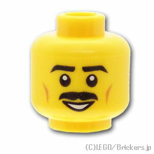 レゴ パーツ ミニフィグ ヘッド - 口ひげの笑顔 [ Yellow / イエロー ] | LEGO純正品の バラ 売り