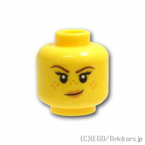 レゴ パーツ ミニフィグ ヘッド - ブラウン眉毛とそばかすのニヤリ顔／ウィンク  | LEGO純正品の バラ 売り