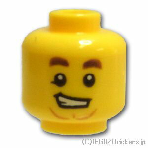 レゴ パーツ ミニフィグ ヘッド - アンカー 髭とニヤリ顔 [ Yellow / イエロー ] | LEGO純正品の バラ 売り