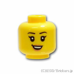 レゴ パーツ ミニフィグ ヘッド - ピーチリップのニヤリ顔 [ Yellow / イエロー ] | LEGO純正品の バラ 売り