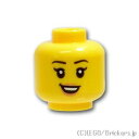 レゴ パーツ ミニフィグ ヘッド - ピーチリップのニヤリ顔 [ Yellow / イエロー ] | LEGO純正品の バラ 売り