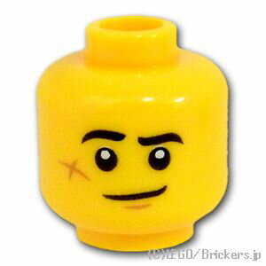 レゴ パーツ ミニフィグ デュアルヘッド - スマイル/驚き顔のバッテン傷 [ Yellow / イエロー ] | LEGO純正品の バラ 売り
