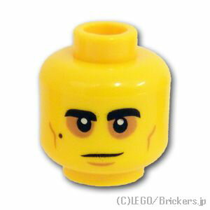 レゴ パーツ ミニフィグ デュアルヘッド - バギーアイズ / しかめっ面の黒いマスク [ Yellow / イエロー ] | LEGO純正品の バラ 売り