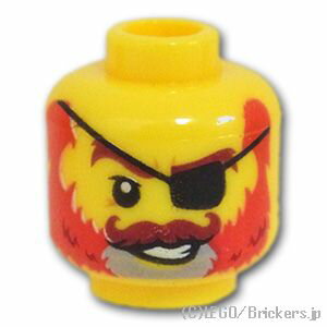 レゴ パーツ ミニフィグ ヘッド - 海賊の赤ひげ船長 [ Yellow / イエロー ] | LEGO純正品の バラ 売り
