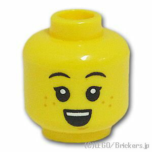 レゴ パーツ ミニフィグ デュアルヘッド - 女の子のそばかす笑顔/すやすや寝顔 [ Yellow / イエロー ] | LEGO純正品の バラ 売り