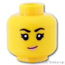 レゴ パーツ ミニフィグ デュアルヘッド - つぶらな瞳の女性 / 上品な笑顔 [ Yellow / イエロー ] | LEGO純正品の バラ 売り