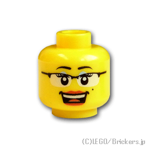 レゴ パーツ ミニフィグ ヘッド - 黒ぶち眼鏡の女性 [ Yellow / イエロー ] | LEGO純正品の バラ 売り