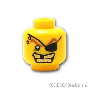 レゴ パーツ ミニフィグ ヘッド - 金歯とアイパッチ [ Yellow / イエロー ] | LEGO純正品の バラ 売り