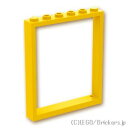レゴ パーツ ウィンドウ フレーム 1 x 6 x 6 - フラットフロント [ Yellow / イエロー ] | LEGO純正品の バラ 売り