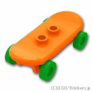 レゴ パーツ スケートボード - ブライトグリーンウィール [ Orange / オレンジ ] | LEGO純正品の バラ 売り