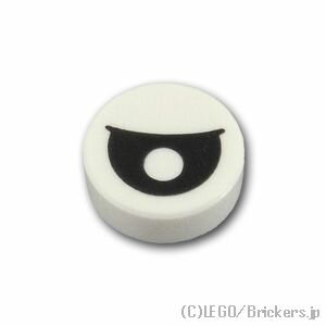 レゴ パーツ タイル 1 x 1 フラットラウンド ブラックアイパターン 半眼 [ White / ホワイト ] | LEGO純正品の バラ 売り