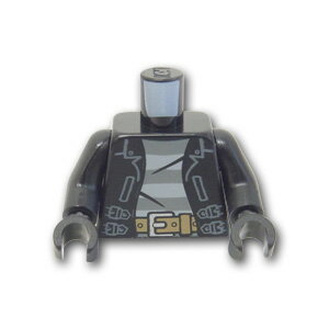 レゴ パーツ トルソー - グレーストライプシャツのレザージャケット [ Black / ブラック ] | LEGO純正品の バラ 売り