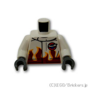 レゴ パーツ トルソー - フレイムパターンのエアレースジャケット [ White / ホワイト ] | LEGO純正品の バラ 売り