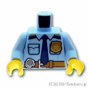 レゴ パーツ トルソー - ラジオとネクタイとベルトのポリスシャツ [ Bt Lt Blue / ブライトライトブルー ] | LEGO純正品の バラ 売り
