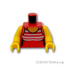 レゴ パーツ トルソー - ホワイトストライプの水着 [ Red / レッド ] | LEGO純正品の バラ 売り