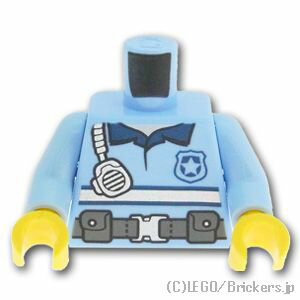 レゴ パーツ トルソー - 無線と“POLICE”ロゴの入った警察官のシャツ Bt,Lt Blue / ブライトライトブルー LEGO純正品の バラ 売り