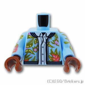 レゴ パーツ トルソー - T花柄のジャケット [ Bt,Lt Blue / ブライトライトブルー ] | LEGO純正品の バラ 売り