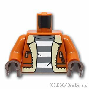 レゴ パーツ トルソー - 囚人服にファーライニングのジャケット [ Dark Orange / ダークオレンジ ] | LEGO純正品の バラ 売り