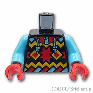 レゴ パーツ トルソー - 幾何学模様のジャケット [ Black / ブラック ] | LEGO純正品の バラ 売り