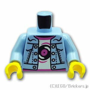 レゴ パーツ トルソー - デニムジャケットとレコードプリントのシャツ [ Bt,Lt Blue / ブライトライトブルー ] | LEGO純正品の バラ 売り