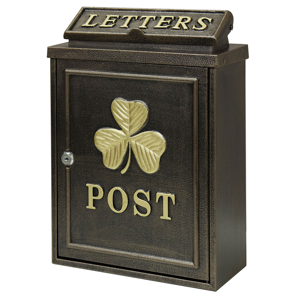 【メーカー直送】MOJYU 鋳物壁掛けポスト Clover クローバー ブロンズ WM-068